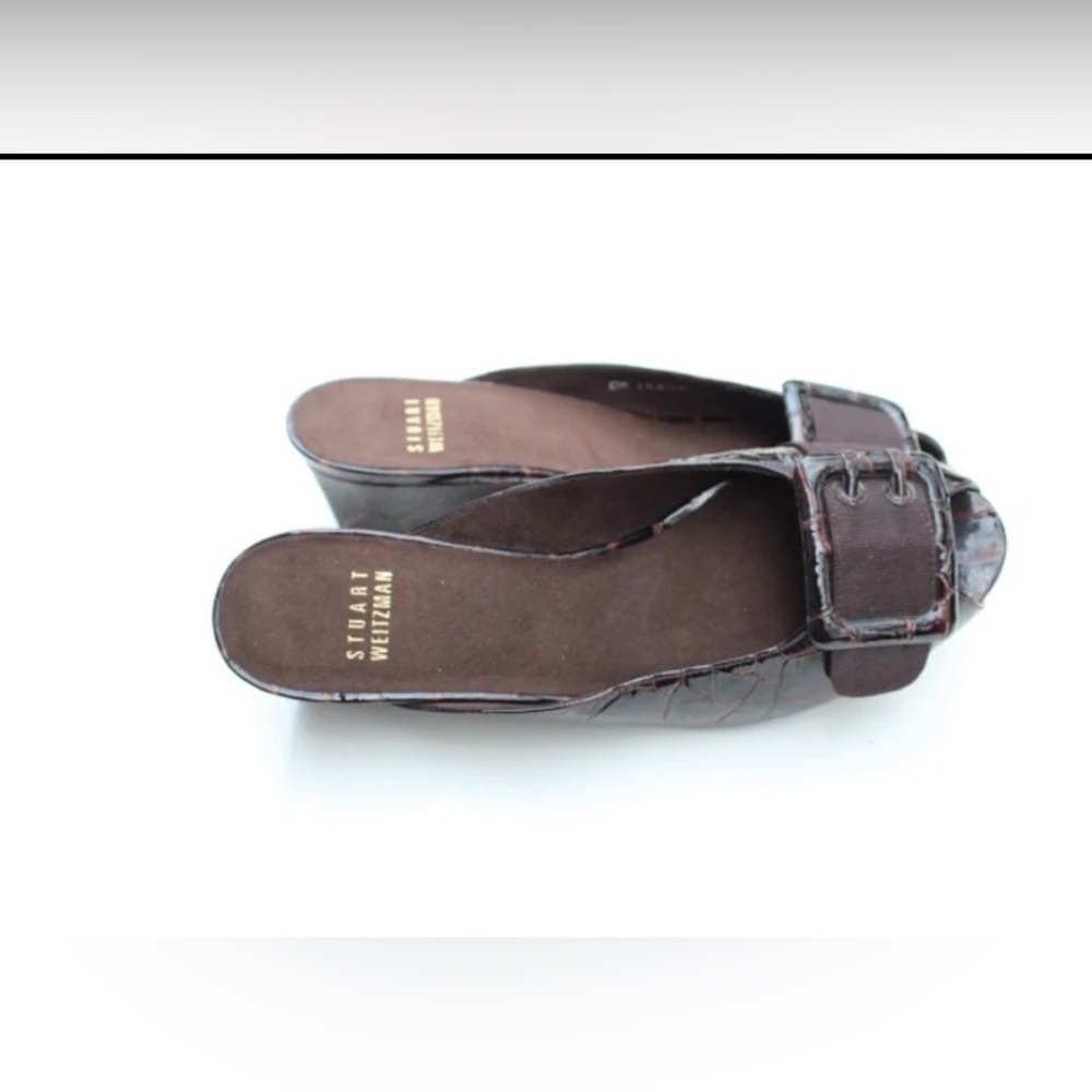 Stuart Weitzman Brown Mules with Buckle - Picture 7 of 9